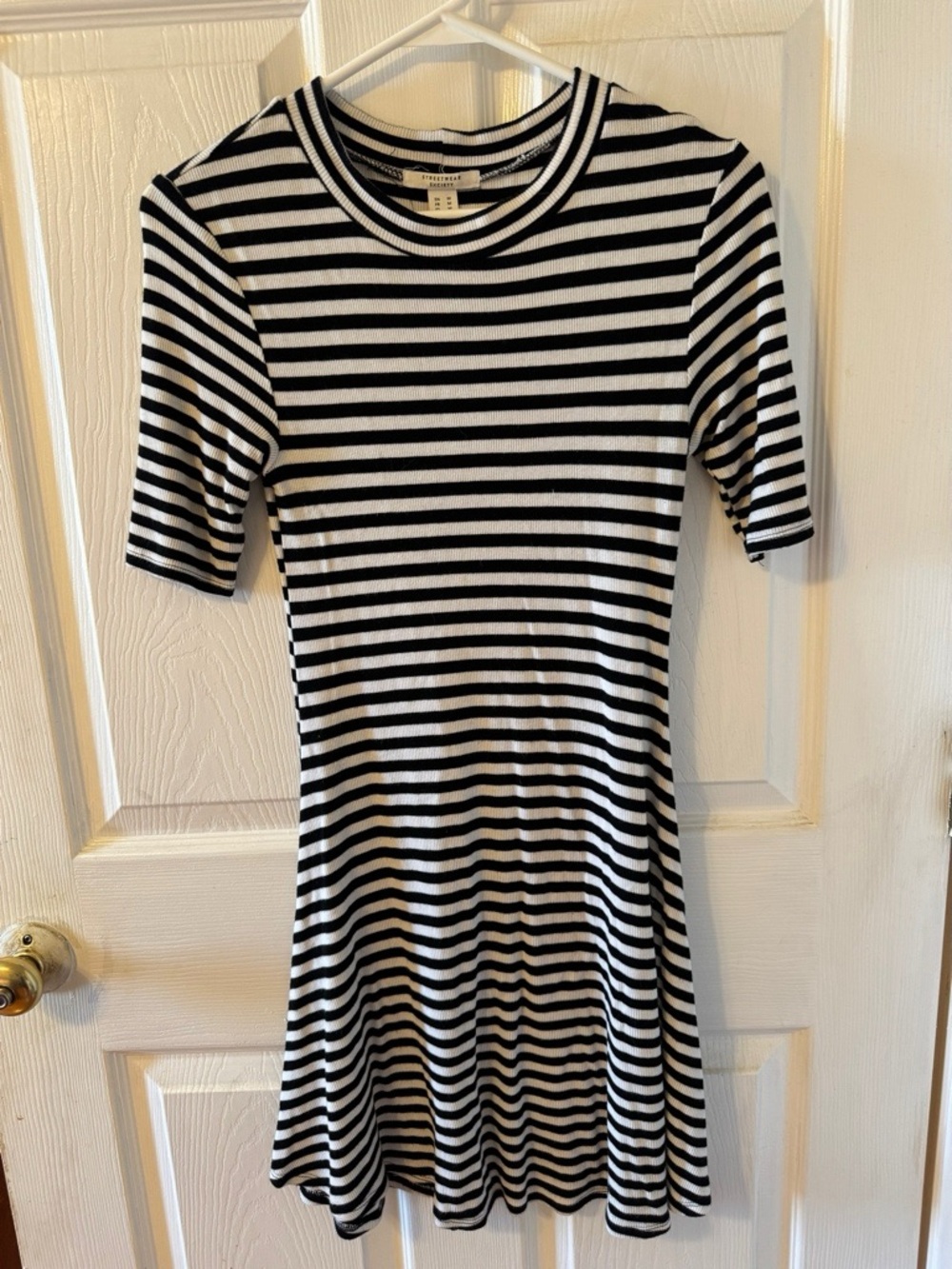 Streetwear Society Black and White Striped Knit Dress